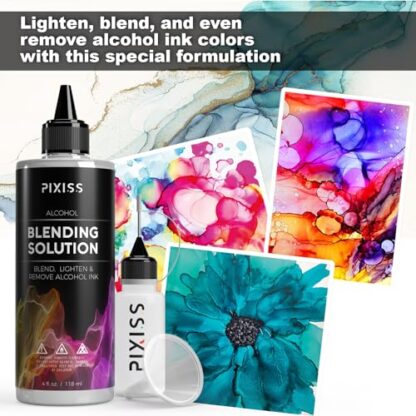 Alcohol Ink Blending Solution (4oz) and Water Brush Pen (6pk) - Watercolor Blending Brush Pens for Alcohol Ink Painting with Various Tips with Alcohol Blending Solution - Image 3