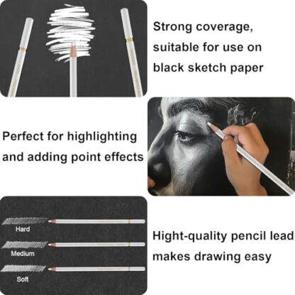 Charcoal Pencils, Pack of 12 Charcoal Drawing Pencils, Charcoal Pencils for Artists - Image 5