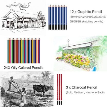 IDOUDOU,Drawing pencil Sketching Pencil Set Art Supplies Set, Charcoal Pencils, Color Pencil,Colour Pencil Coloured Pencil Custom Pencil Coloring Pencil SetGreat Gift - Image 5