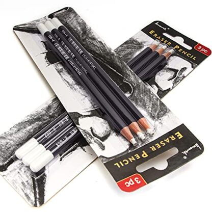 Professional Eraser Pencils Set - Brusarth 3pc Erasing Small Details or add Highlights for Sketching Pencils, Colored Pencils, Charcoal Drawings. Fine Detail Eraser for Beginners & Artists - Image 3