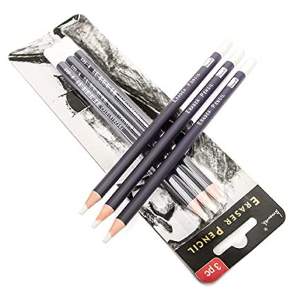 Professional Eraser Pencils Set - Brusarth 3pc Erasing Small Details or add Highlights for Sketching Pencils, Colored Pencils, Charcoal Drawings. Fine Detail Eraser for Beginners & Artists - Image 10