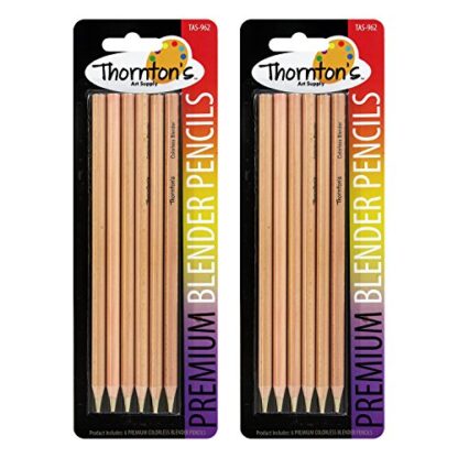 Thornton's Art Supply Premium Colorless Blender Pencil 12 Count Wax Based for Drawing Sketching Blending Shading Softening Artwork | Non-Pigmented Pencils - Image 2