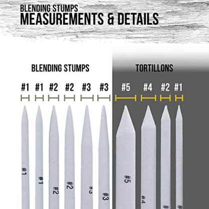 US Art Supply 10 Piece Artist Blending Stump and Tortillion Art Blenders - Pencil, Charcoal, Graphite, Colored Pencils - Image 4